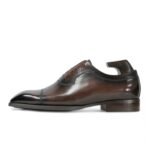 Straight-Tip Semi-Square Toe Oxford Shoes - Coffee - Image 2